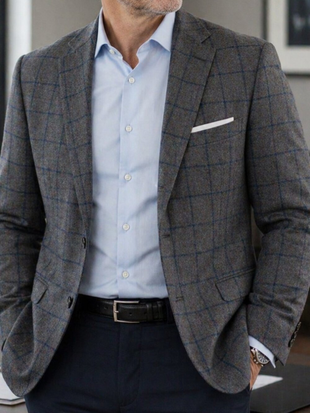 Michael Kors Men's Blazer Sport Coat Jacket Size XLarge Grey Blue Window Pane